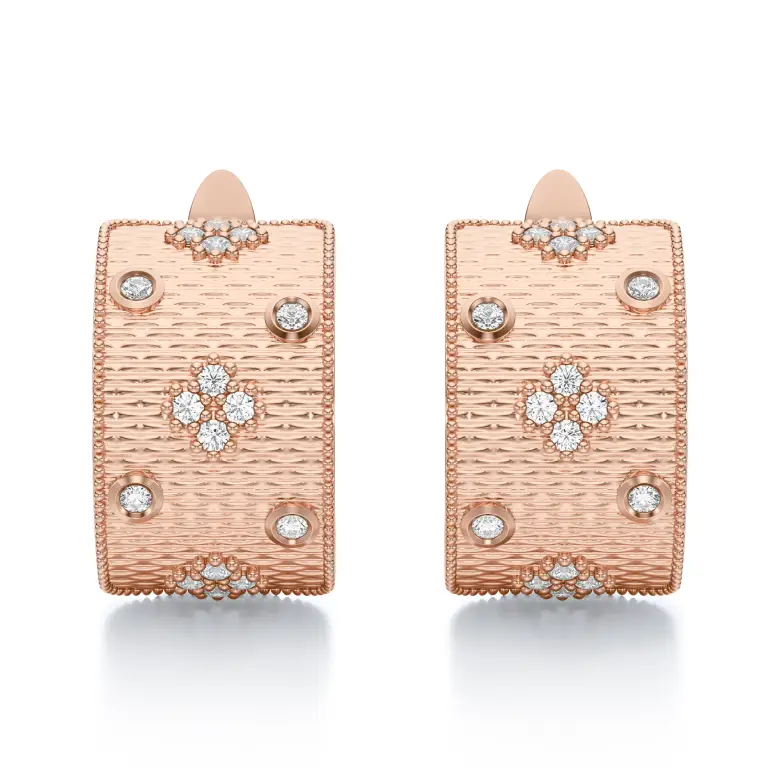 Kolczyki różowe złoto z diamentami duże SBK_005